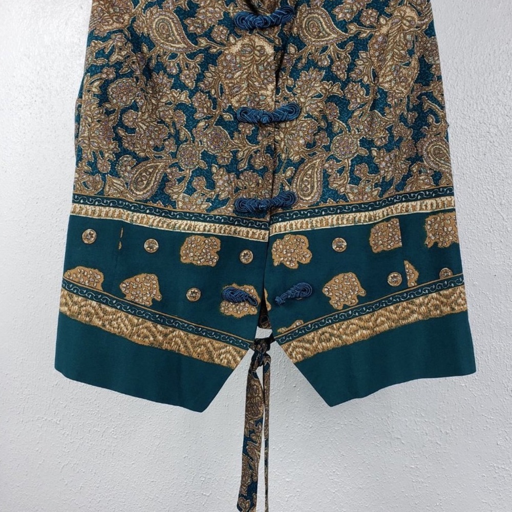 Norton Mcnaughton Vintage Forest Green & Gold Woman’s Sarong & Vest Suit Set - Picture 8 of 16